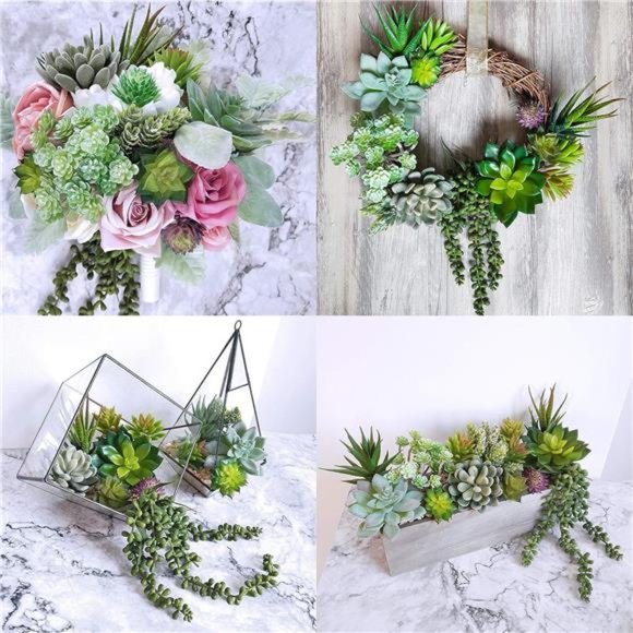 16 Pack Artificial Succulent Create Realistic Succulent Flocking Plants Unpotted - Picture 5 of 6